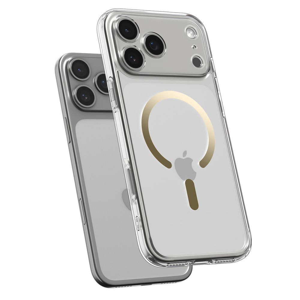 Pouzdro MagSafe pro Apple iPhone 17 Pro, Spigen, Ultra Hybrid, Průhledné Zlaté