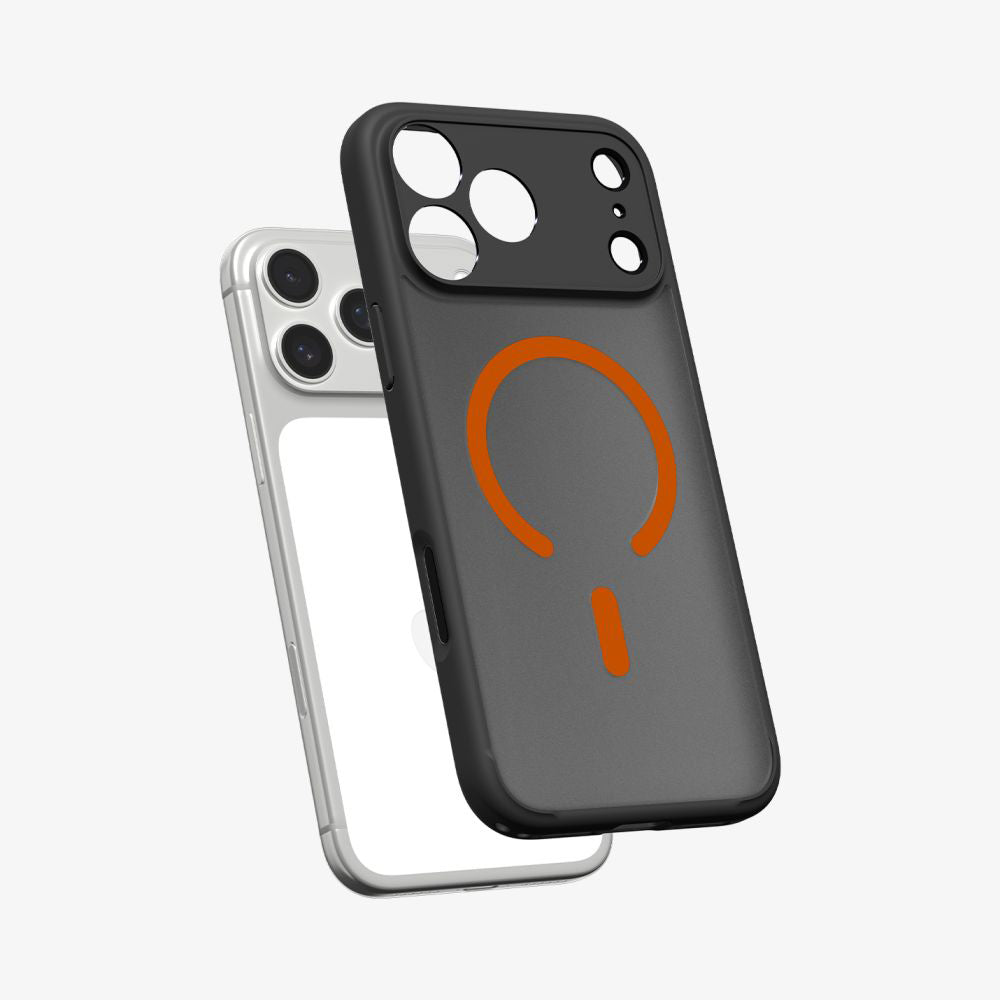 Pouzdro MagSafe pro Apple iPhone 17 Pro, Spigen, Ultra Hybrid, Černě oranžové saténové ACS10483