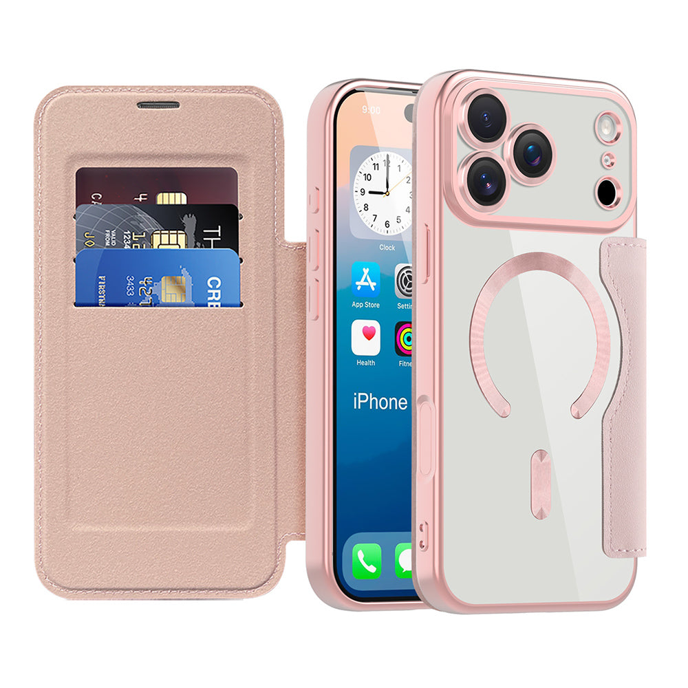 MagSafe Case for Apple iPhone 17 Pro, Techsuit, SmartMag Book, Pink