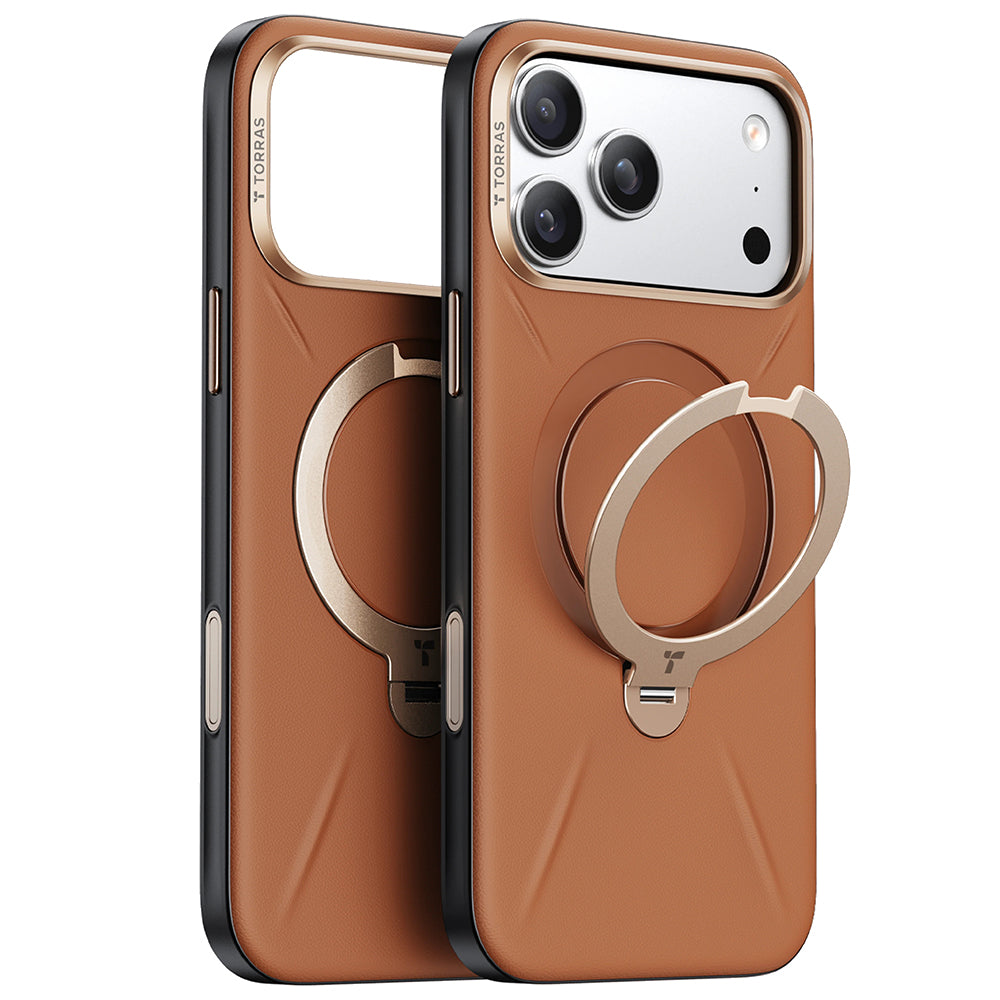 Pouzdro MagSafe pro Apple iPhone 17 Pro, Torras, QPRO Leather, Hnědá