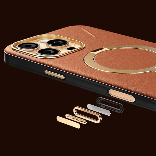 Pouzdro MagSafe pro Apple iPhone 17 Pro, Torras, QPRO Leather, Hnědá