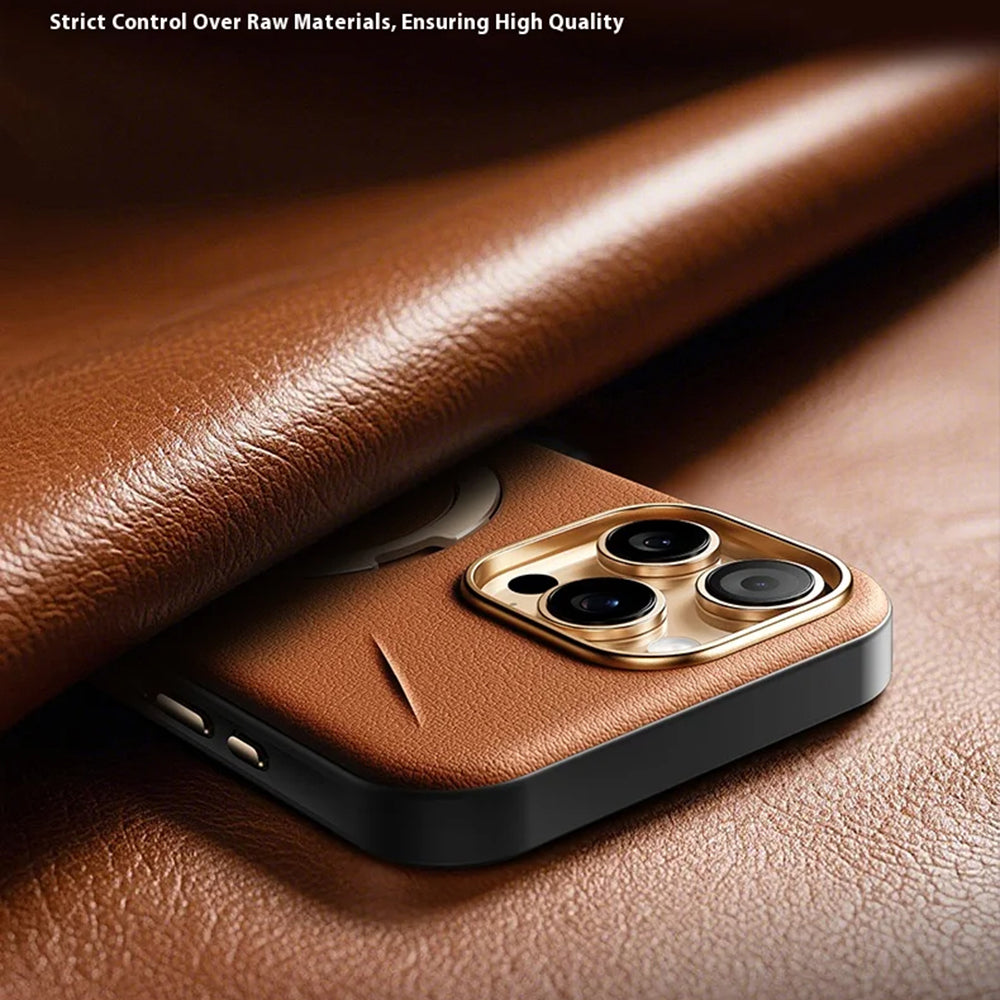 Pouzdro MagSafe pro Apple iPhone 17 Pro, Torras, QPRO Leather, Hnědá