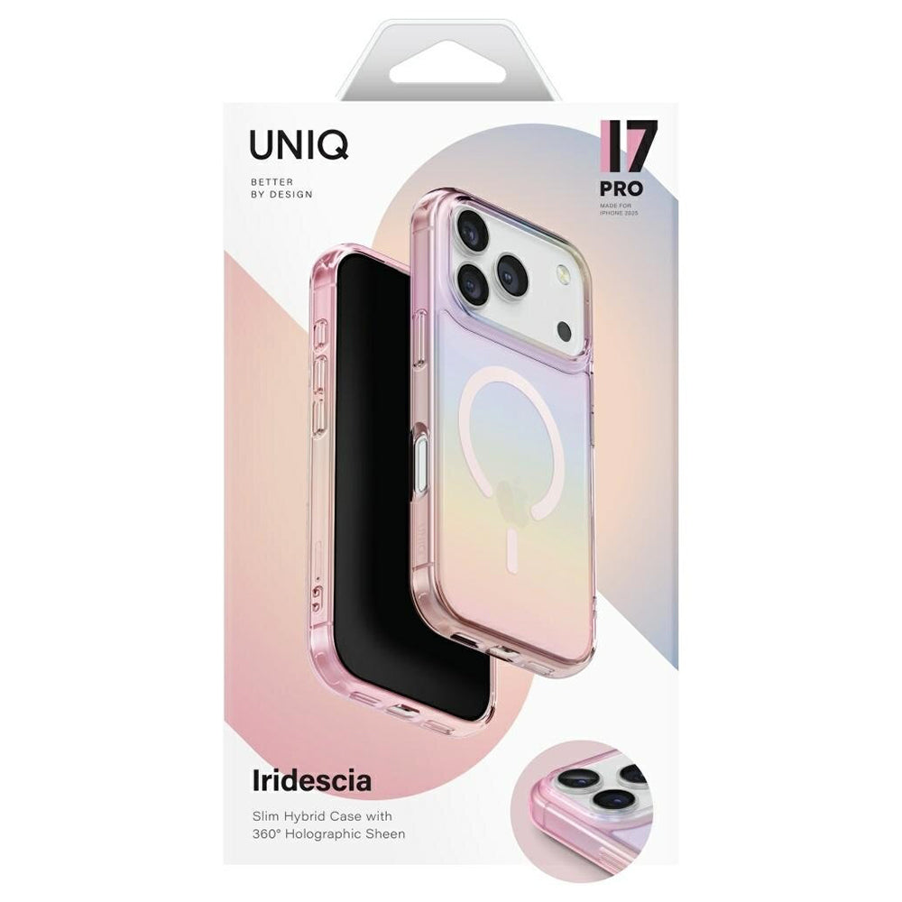 Pouzdro MagSafe pro Apple iPhone 17 Pro, UNIQ, Iridescia MagClick, Pastelově modrá