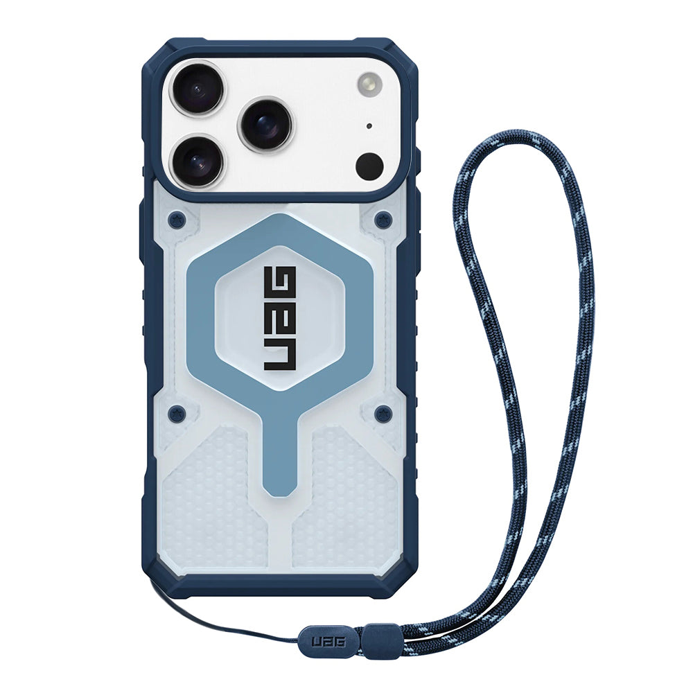Pouzdro MagSafe pro Apple iPhone 17 Pro, Urban Armor Gear, Pathfinder Clear with Lanyard, Modrá