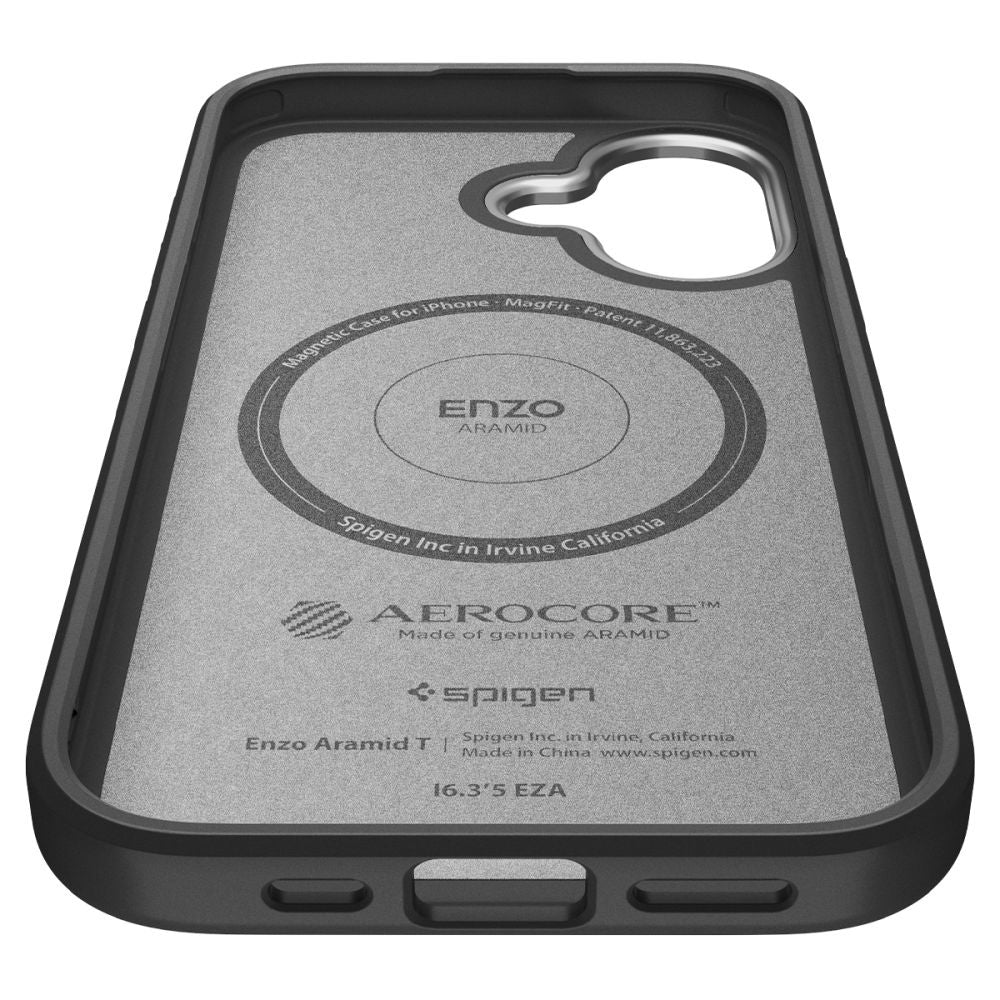 Pouzdro MagSafe pro Apple iPhone 17, Spigen, Enzo Aramid T, Černé Stříbrné ACS09989