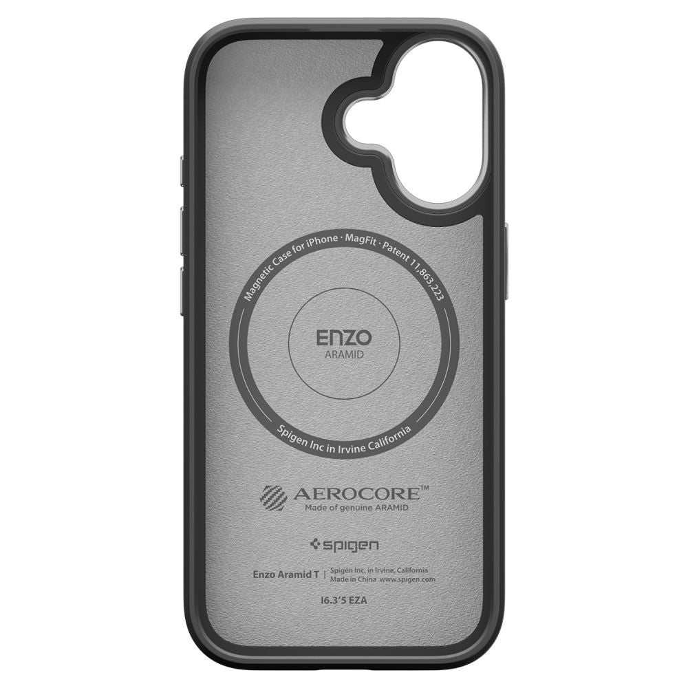 Pouzdro MagSafe pro Apple iPhone 17, Spigen, Enzo Aramid T, Černé Stříbrné ACS09989