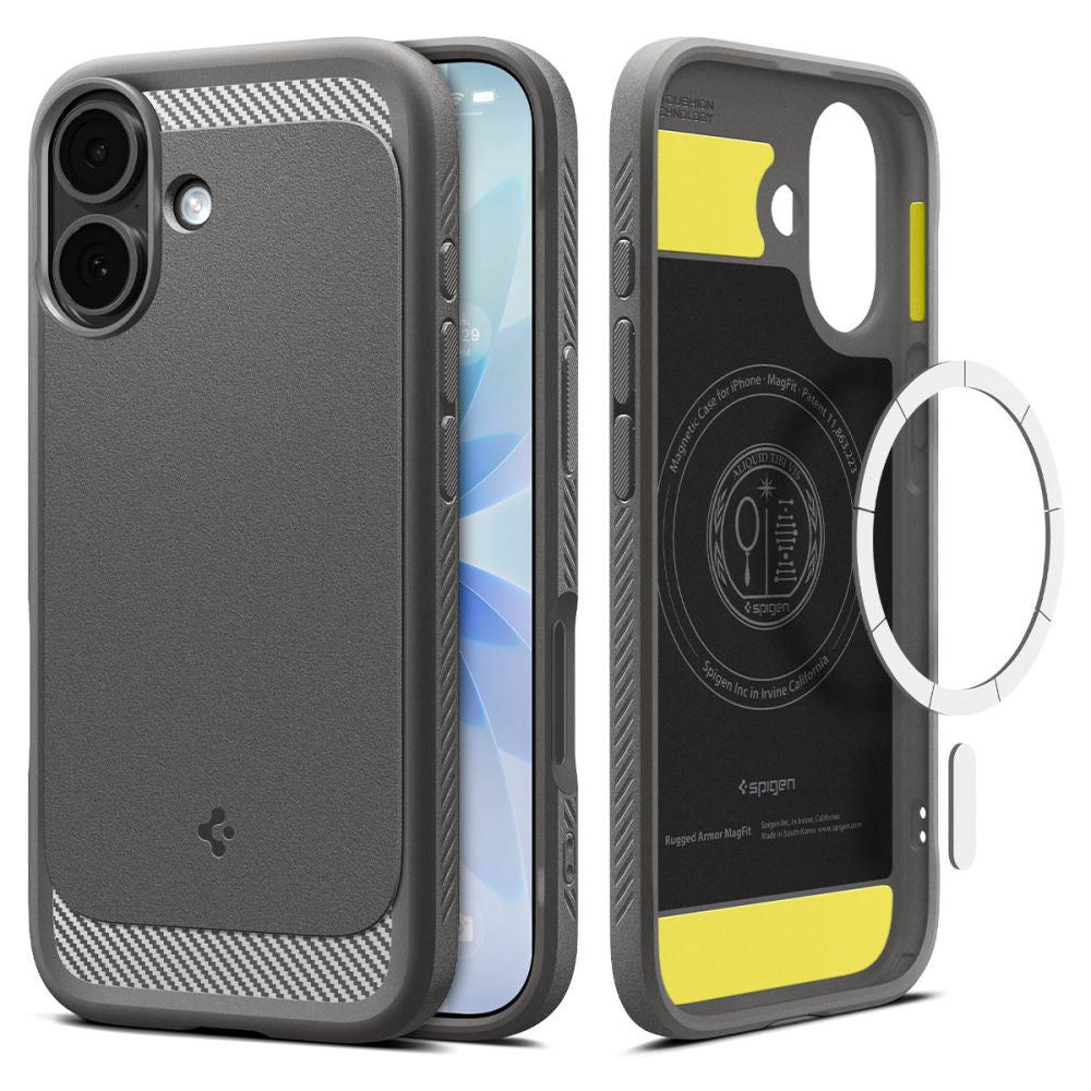 Pouzdro MagSafe pro Apple iPhone 17, Spigen, Rugged Armor, Šedé