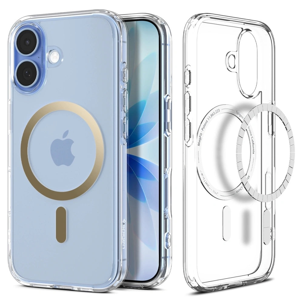 Pouzdro MagSafe pro Apple iPhone 17, Spigen, Ultra Hybrid, Průhledné Zlaté ACS10382