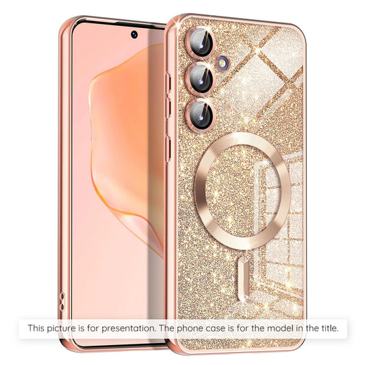 Pouzdro MagSafe pro Apple iPhone 17, Techsuit, Luxury Glitter, Růžové Zlato