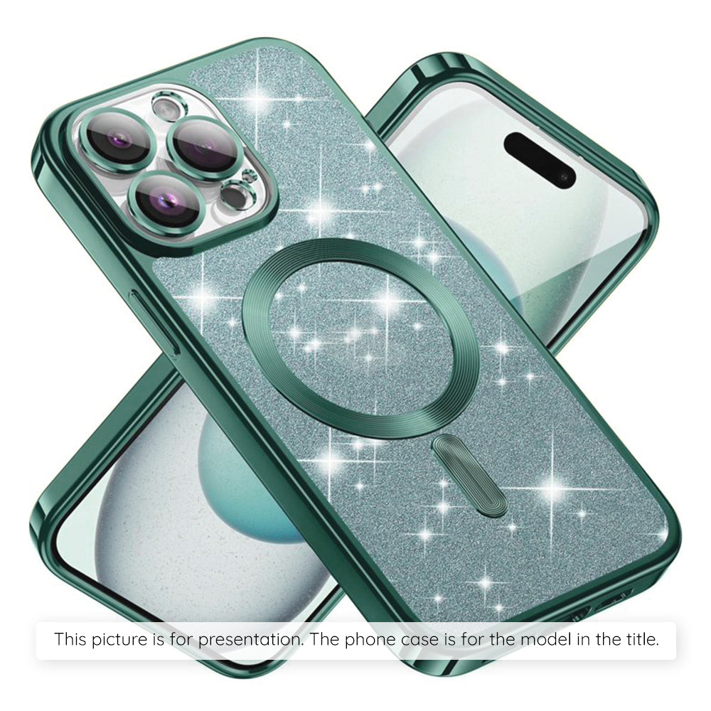 Pouzdro MagSafe pro Apple iPhone 17, Techsuit, Luxury Glitter, Světle zelená