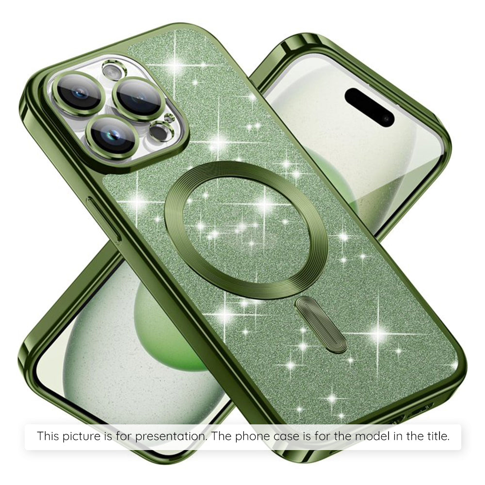 Pouzdro MagSafe pro Apple iPhone 17, Techsuit, Luxury Glitter, Tmavě zelená