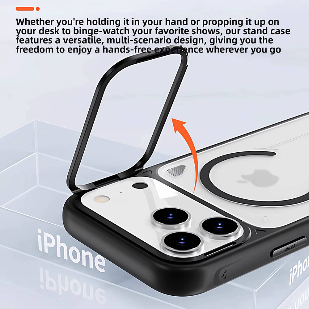 Pouzdro MagSafe pro Apple iPhone 18 Pro / 17 Pro, Blueo, stojánek pro odvod tepla, průhledné saténově oranžové
