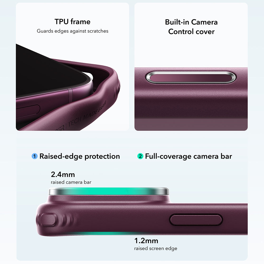 MagSafe pouzdro pro Apple iPhone 18 Pro / 17 Pro, ESR, Classic Hybrid Kickstand, Tmavě červená matná