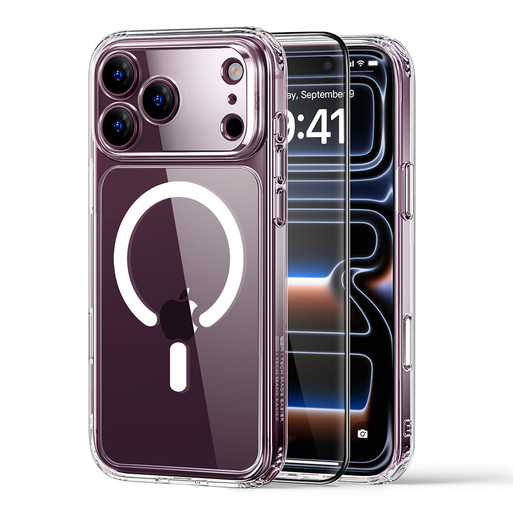 MagSafe pouzdro pro Apple iPhone 18 Pro / 17 Pro, ESR, Classic Hybrid s ochrannou fólií, průhledné