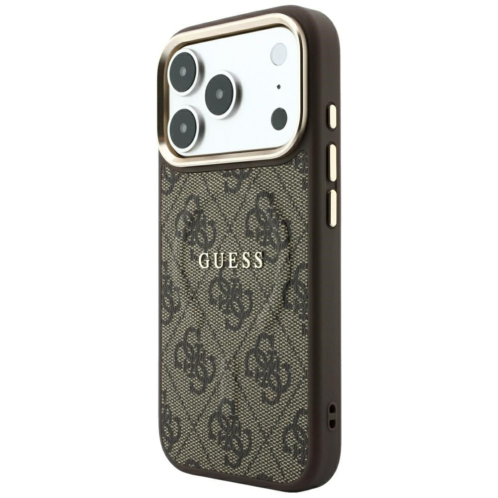 MagSafe pouzdro pro Apple iPhone 18 Pro / 17 Pro, Guess, 4G Embossed Classic, Hnědá
