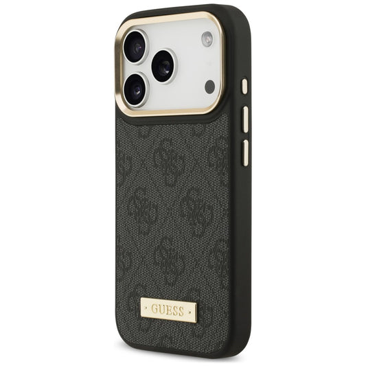 Pouzdro MagSafe pro Apple iPhone 18 Pro / 17 Pro, Guess, 4G Logo Plate, černé