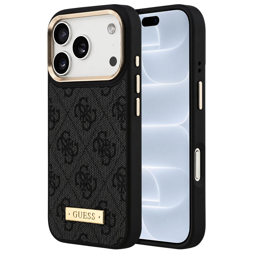 Pouzdro MagSafe pro Apple iPhone 18 Pro / 17 Pro, Guess, 4G Logo Plate, černé