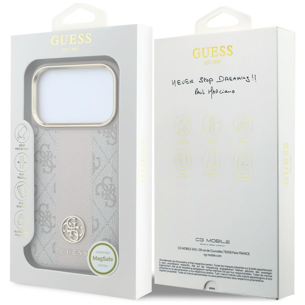MagSafe pouzdro pro Apple iPhone 18 Pro / 17 Pro, Guess, 4G Stripe Round Classic Logo, Růžová