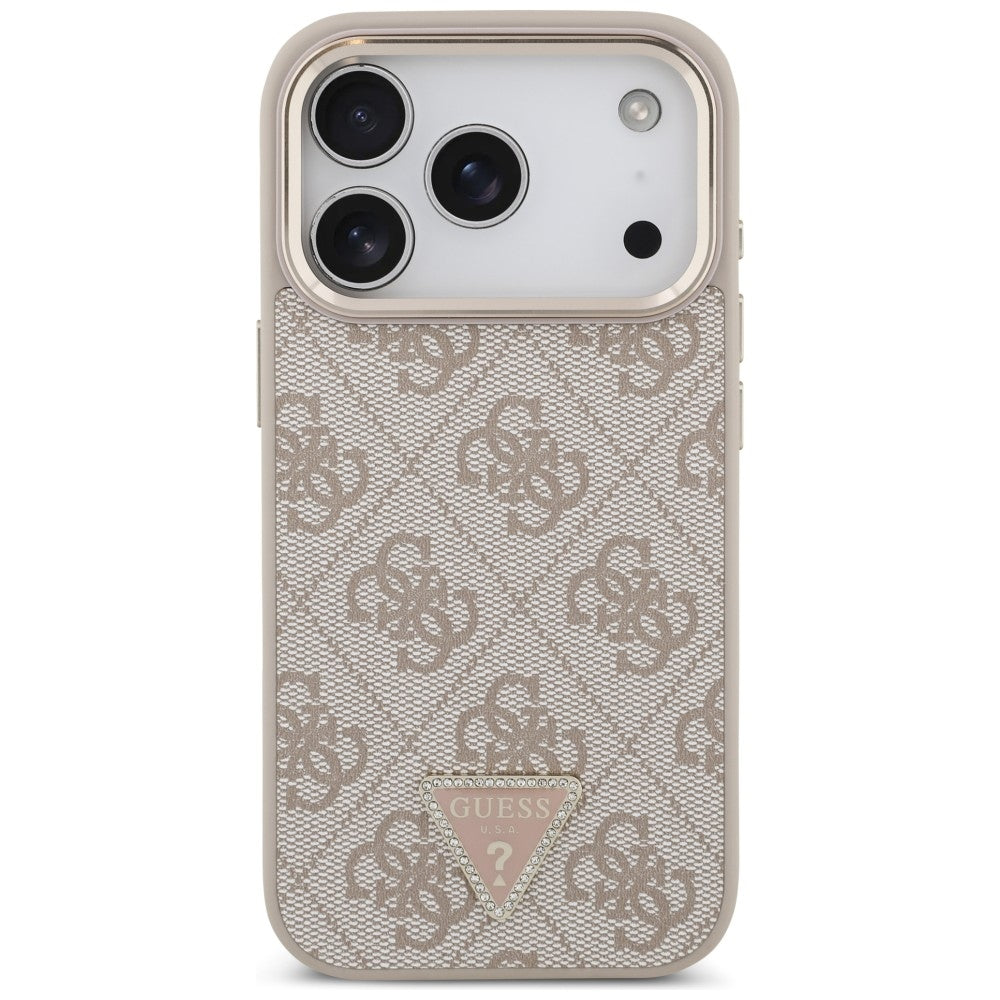 MagSafe Case for Apple iPhone 18 Pro / 17 Pro, Guess, 4G Triangle Logo, Rose Gold