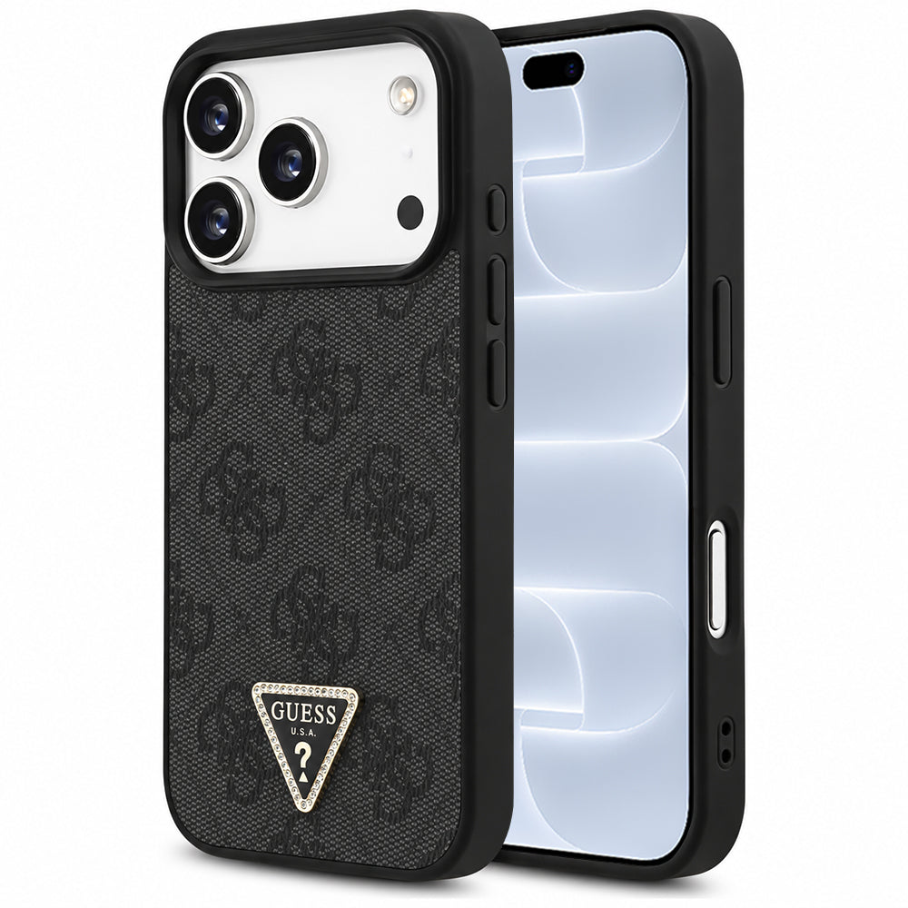 MagSafe pouzdro pro Apple iPhone 18 Pro / 17 Pro, Guess, 4G Triangle Strass, Černá