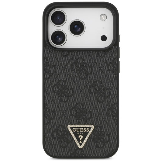 MagSafe pouzdro pro Apple iPhone 18 Pro / 17 Pro, Guess, 4G Triangle Strass, Černá
