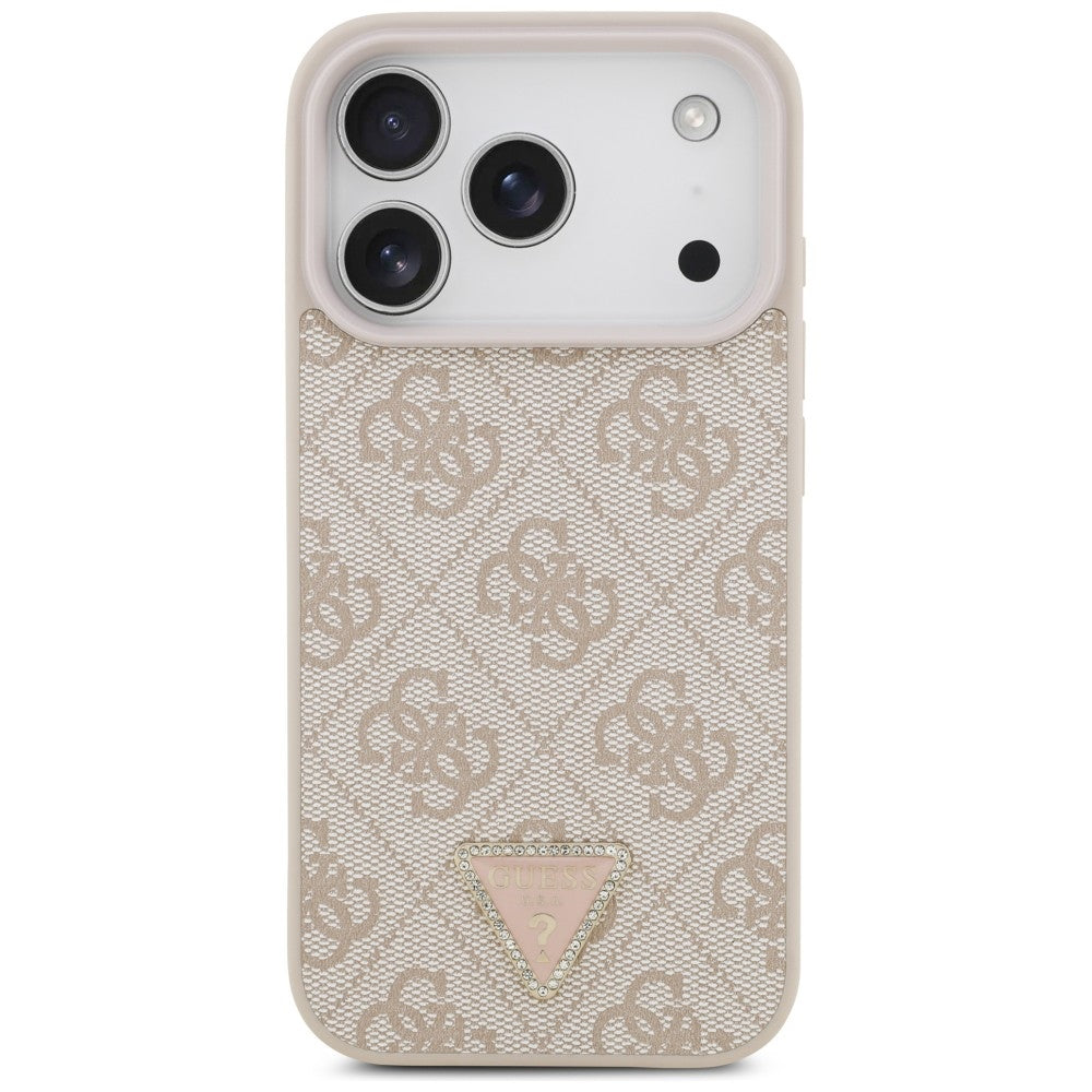 MagSafe pouzdro pro Apple iPhone 18 Pro / 17 Pro, Guess, 4G Triangle Strass, Růžové