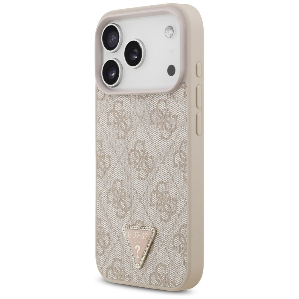 MagSafe pouzdro pro Apple iPhone 18 Pro / 17 Pro, Guess, 4G Triangle Strass, Růžové