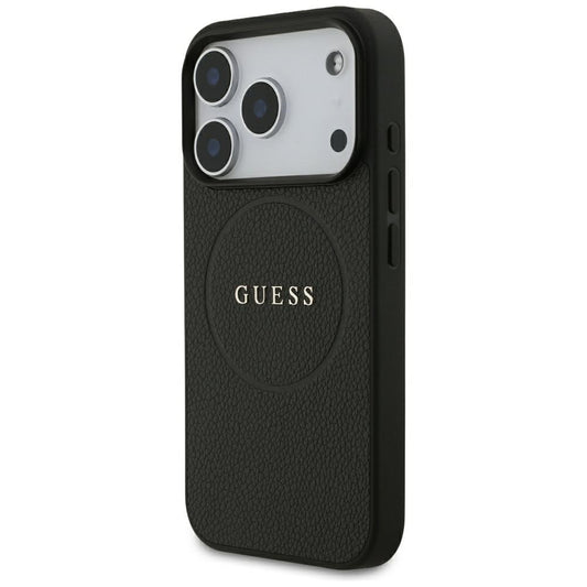 MagSafe pouzdro pro Apple iPhone 18 Pro / 17 Pro, Guess, Grained Gold Ring, černé