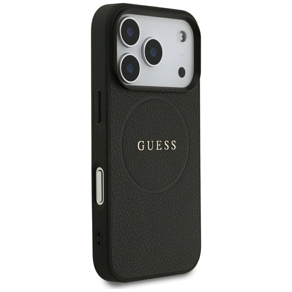 MagSafe pouzdro pro Apple iPhone 18 Pro / 17 Pro, Guess, Grained Gold Ring, černé