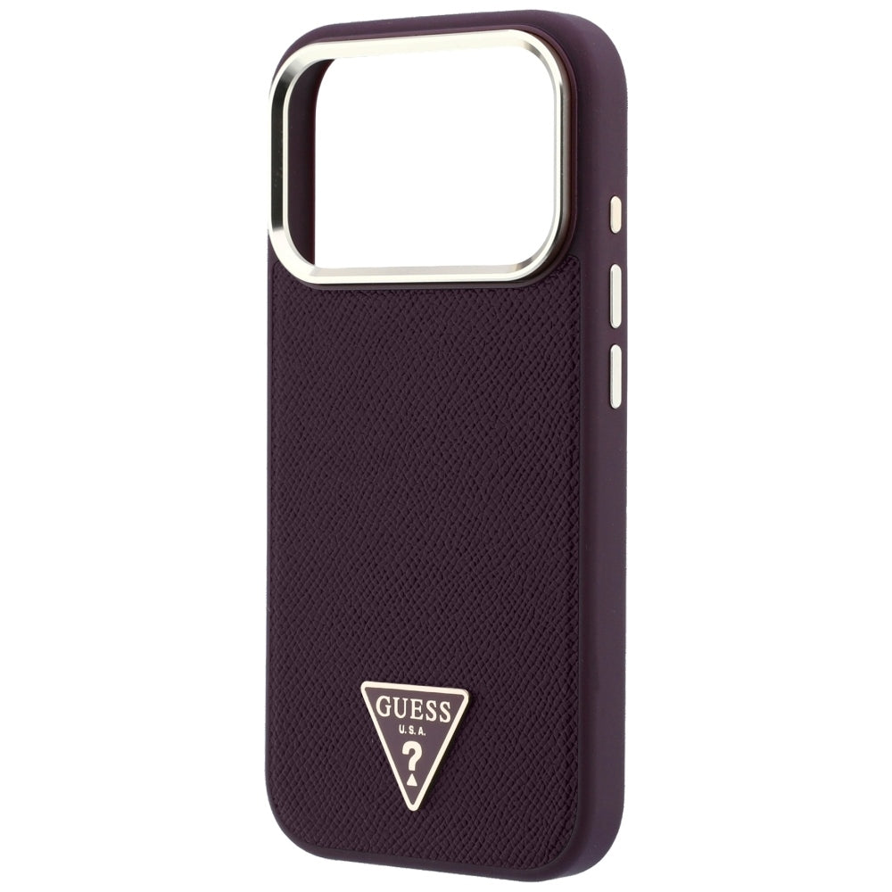 MagSafe pouzdro pro Apple iPhone 18 Pro / 17 Pro, Guess, Ražené trojúhelníkové logo, Tmavě červená