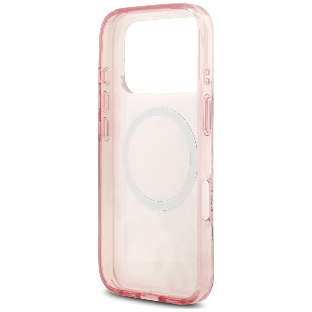 Pouzdro MagSafe pro Apple iPhone 18 Pro / 17 Pro, Guess, IML Flower & Tonal Circle, růžové