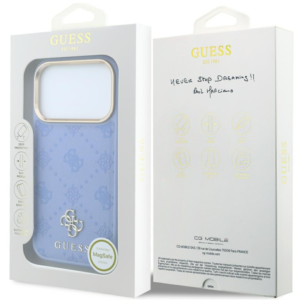 MagSafe pouzdro pro Apple iPhone 18 Pro / 17 Pro, Guess, Peony 4G Small Logo, Bleu