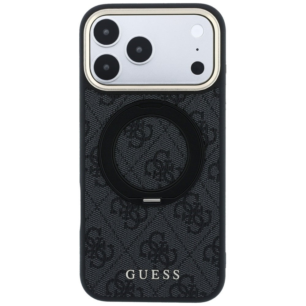 MagSafe pouzdro pro Apple iPhone 18 Pro / 17 Pro, Guess, Ring Stand Classic Logo, černé