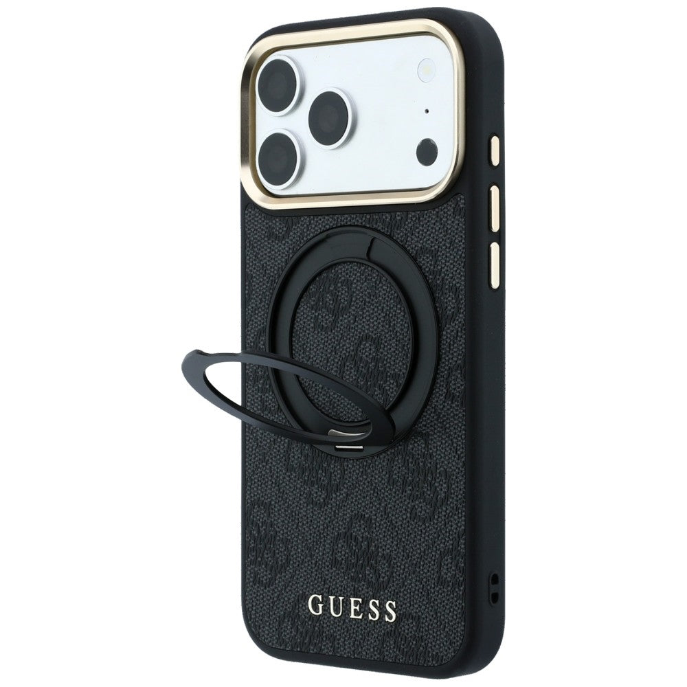 MagSafe pouzdro pro Apple iPhone 18 Pro / 17 Pro, Guess, Ring Stand Classic Logo, černé
