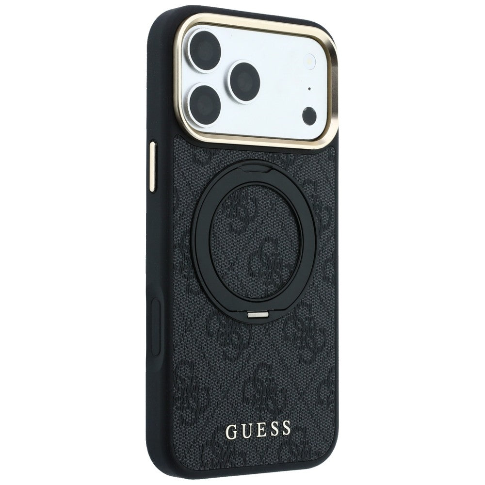 MagSafe pouzdro pro Apple iPhone 18 Pro / 17 Pro, Guess, Ring Stand Classic Logo, černé