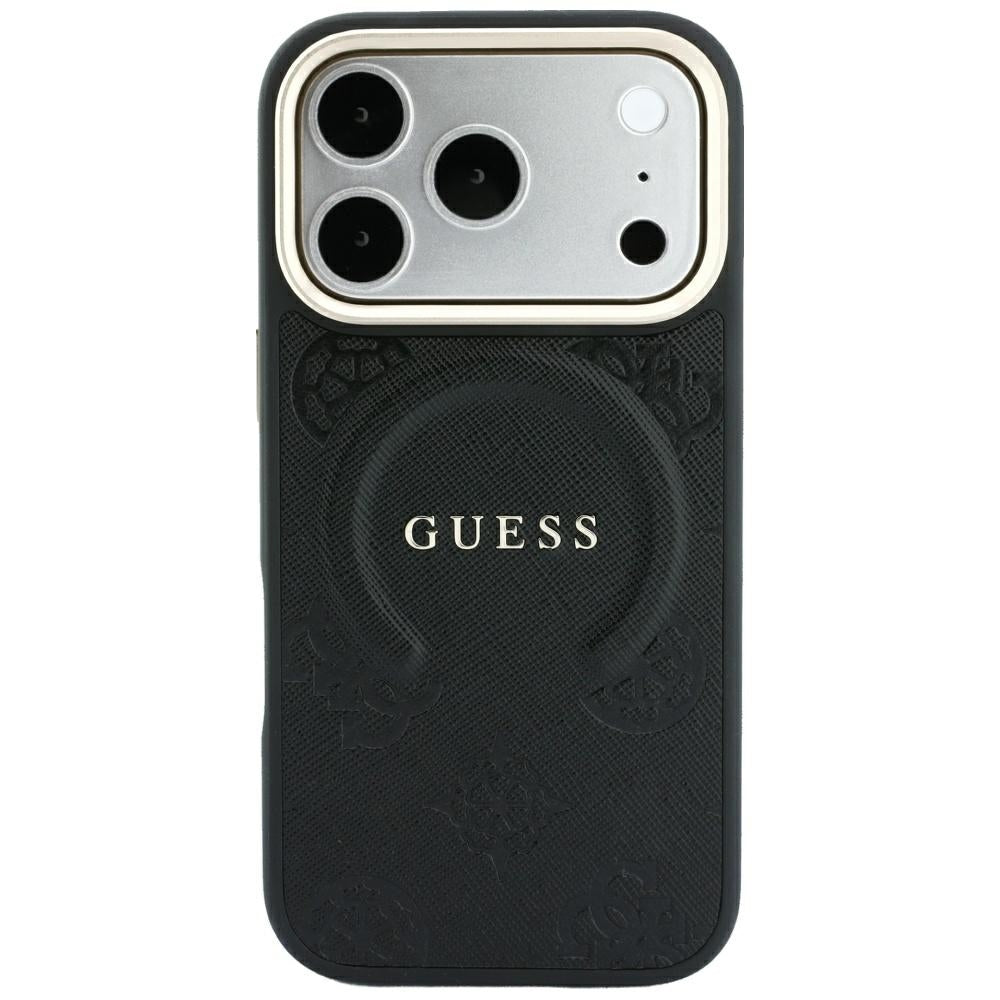 MagSafe pouzdro pro Apple iPhone 18 Pro / 17 Pro, Guess, Saffiano Peony Ring, černé