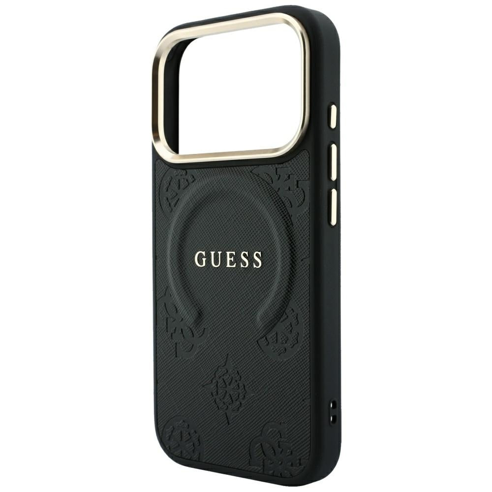 MagSafe pouzdro pro Apple iPhone 18 Pro / 17 Pro, Guess, Saffiano Peony Ring, černé