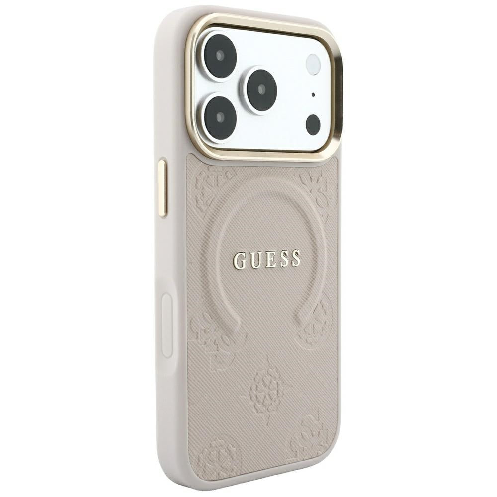 MagSafe pouzdro pro Apple iPhone 18 Pro / 17 Pro, Guess, Saffiano Peony Ring, růžové