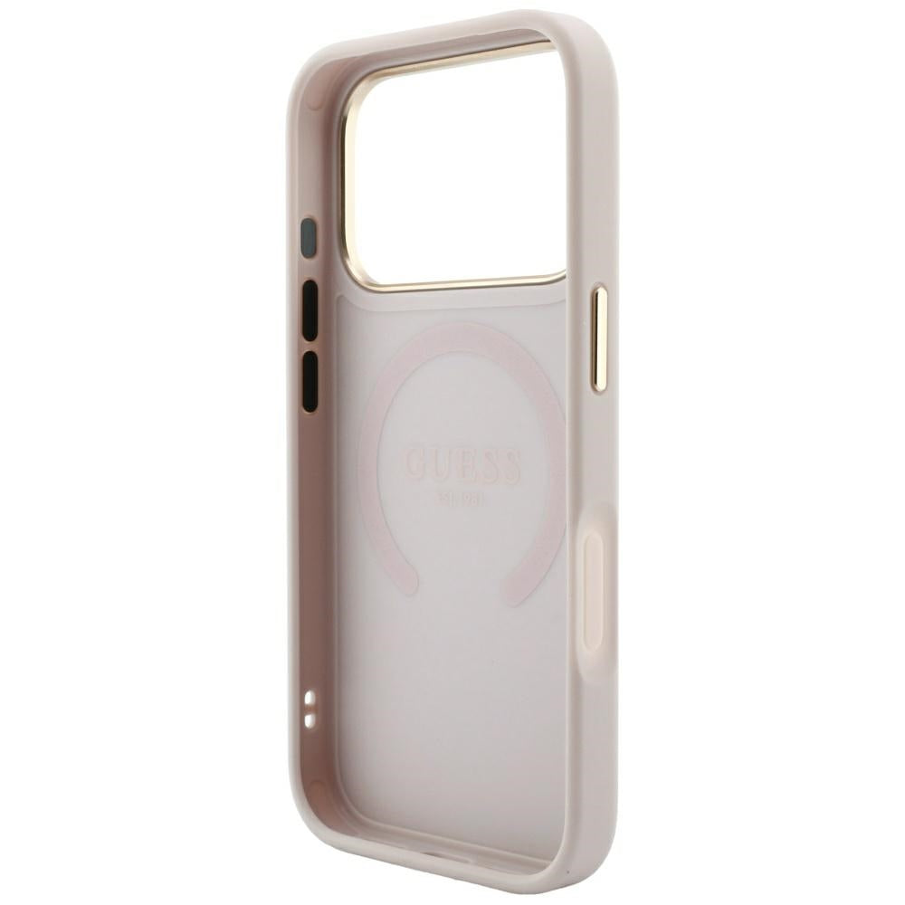 MagSafe pouzdro pro Apple iPhone 18 Pro / 17 Pro, Guess, Saffiano Peony Ring, růžové