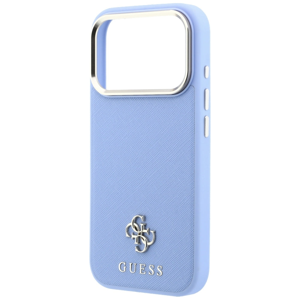 MagSafe pouzdro pro Apple iPhone 18 Pro / 17 Pro, Guess, Saffiano Small 4G Classic, Bleu