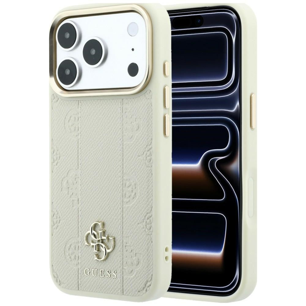 MagSafe pouzdro pro Apple iPhone 18 Pro / 17 Pro, Guess, Stripe Peony 4G, béžové