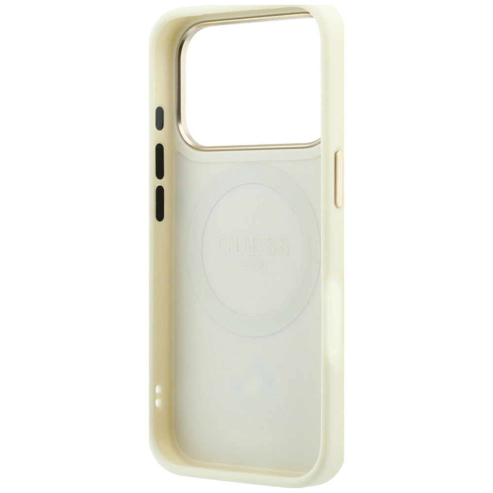 MagSafe pouzdro pro Apple iPhone 18 Pro / 17 Pro, Guess, Stripe Peony 4G, béžové