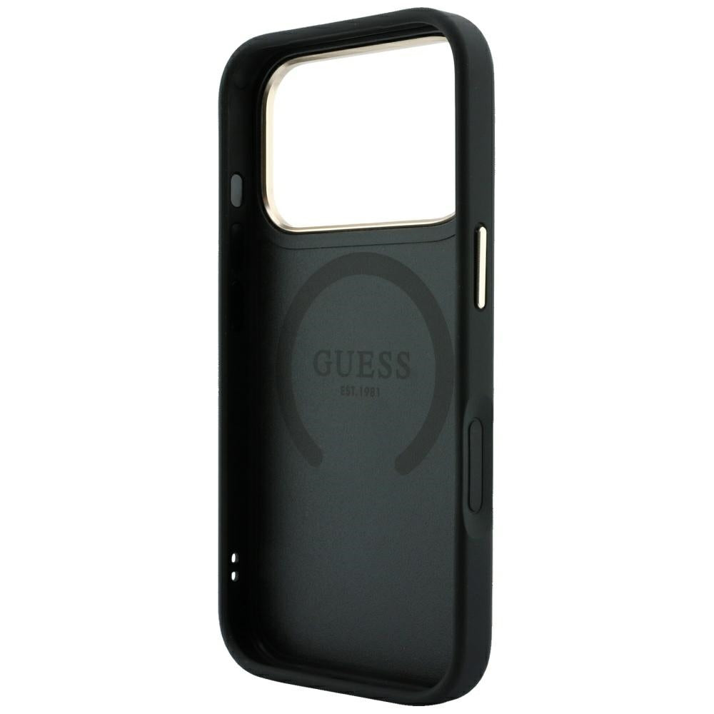 MagSafe pouzdro pro Apple iPhone 18 Pro / 17 Pro, Guess, Stripe Peony 4G, černé