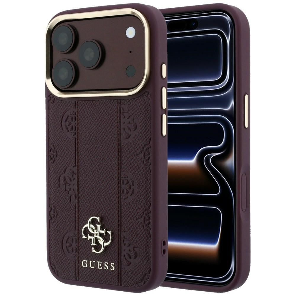 MagSafe pouzdro pro Apple iPhone 18 Pro / 17 Pro, Guess, Stripe Peony 4G, Tmavě červená