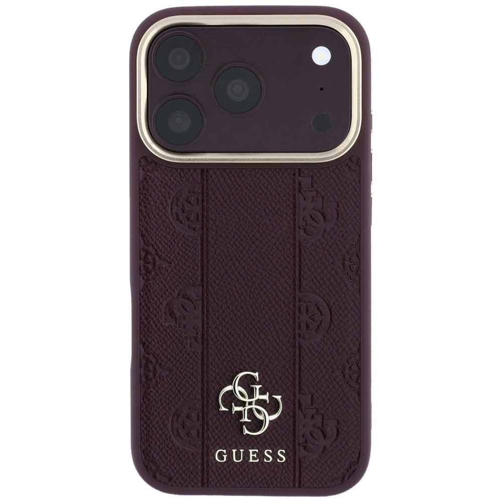 MagSafe pouzdro pro Apple iPhone 18 Pro / 17 Pro, Guess, Stripe Peony 4G, Tmavě červená
