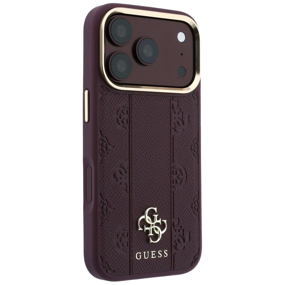 MagSafe pouzdro pro Apple iPhone 18 Pro / 17 Pro, Guess, Stripe Peony 4G, Tmavě červená