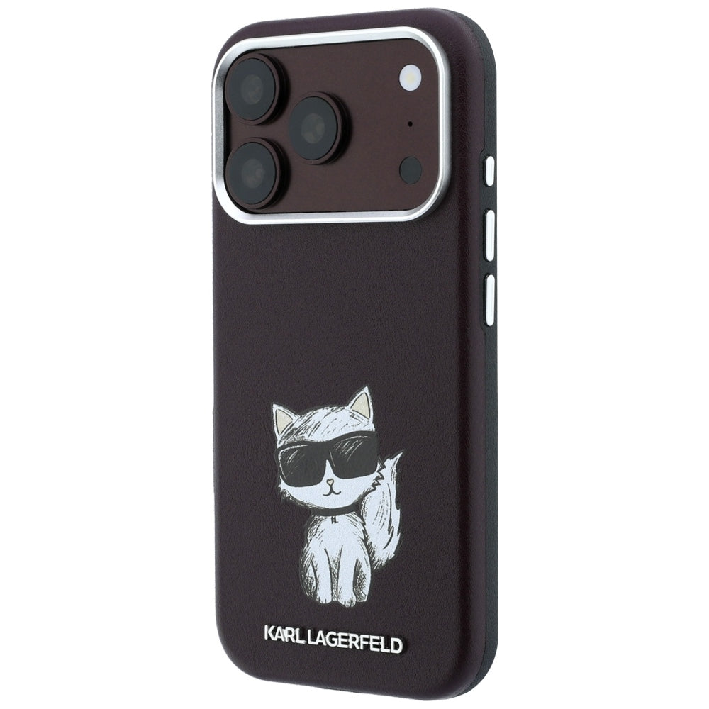 MagSafe pouzdro pro Apple iPhone 18 Pro / 17 Pro, Karl Lagerfeld, Choupette Sketch, Tmavě červená