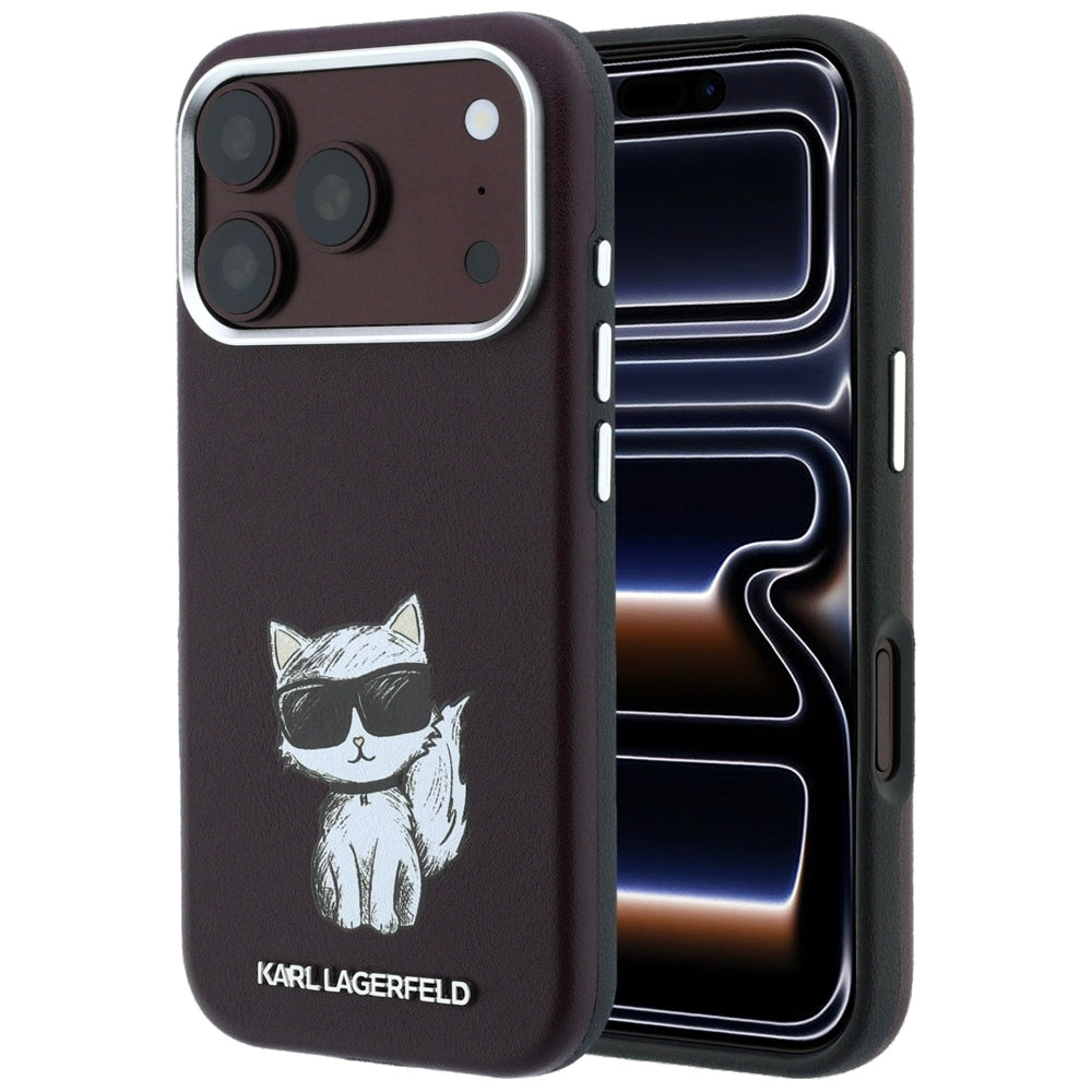 MagSafe pouzdro pro Apple iPhone 18 Pro / 17 Pro, Karl Lagerfeld, Choupette Sketch, Tmavě červená