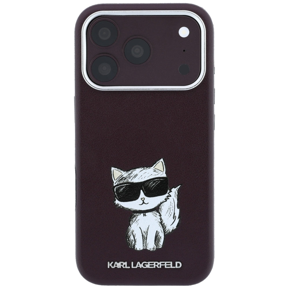 MagSafe pouzdro pro Apple iPhone 18 Pro / 17 Pro, Karl Lagerfeld, Choupette Sketch, Tmavě červená