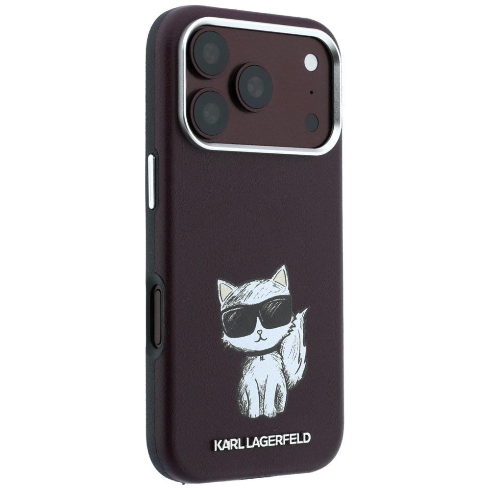 MagSafe pouzdro pro Apple iPhone 18 Pro / 17 Pro, Karl Lagerfeld, Choupette Sketch, Tmavě červená